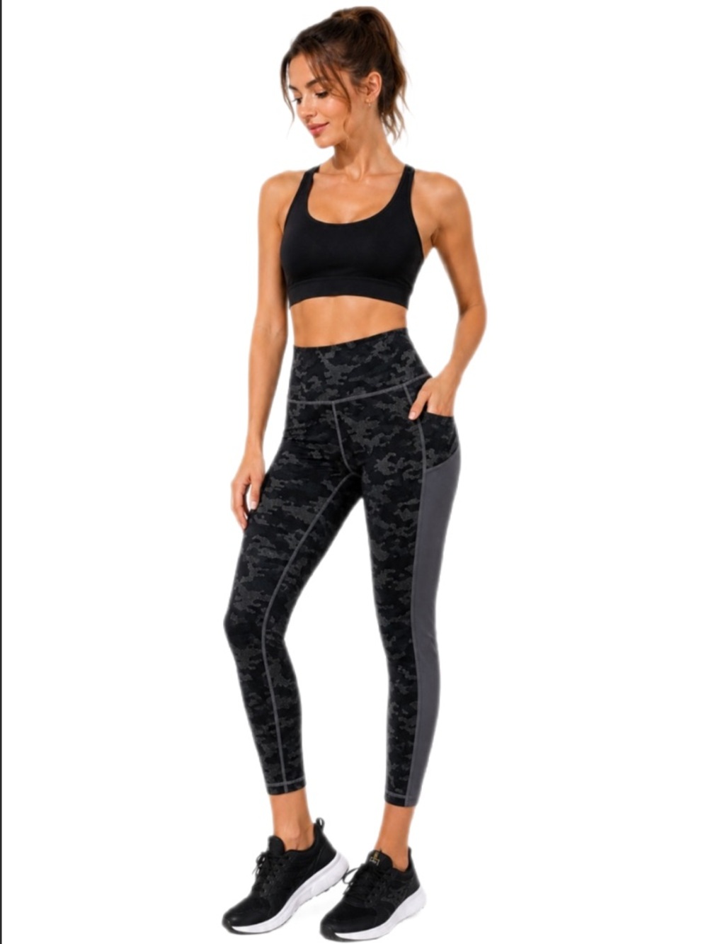 Fabletics PowerHold Camo Leggings High Rise Sculpt Workout — M